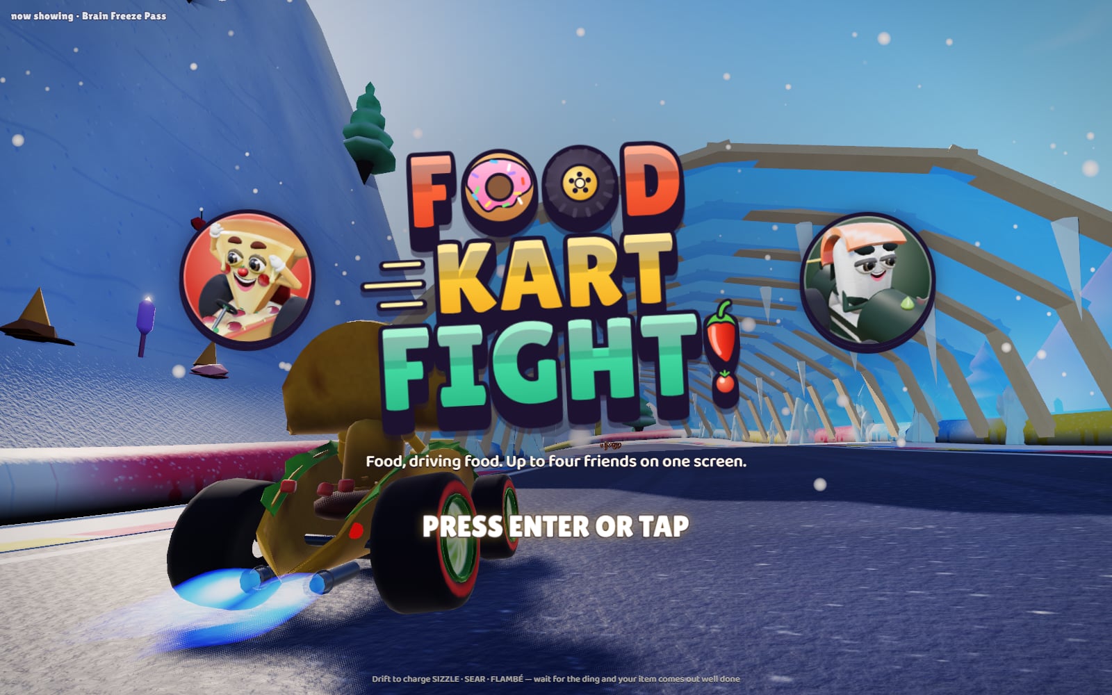 Title screen showcasing Tina and Scoop mid-race