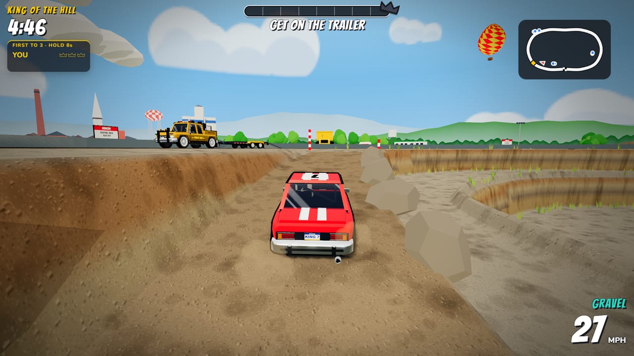A chase down The Quarry's dirt, the trailer up ahead